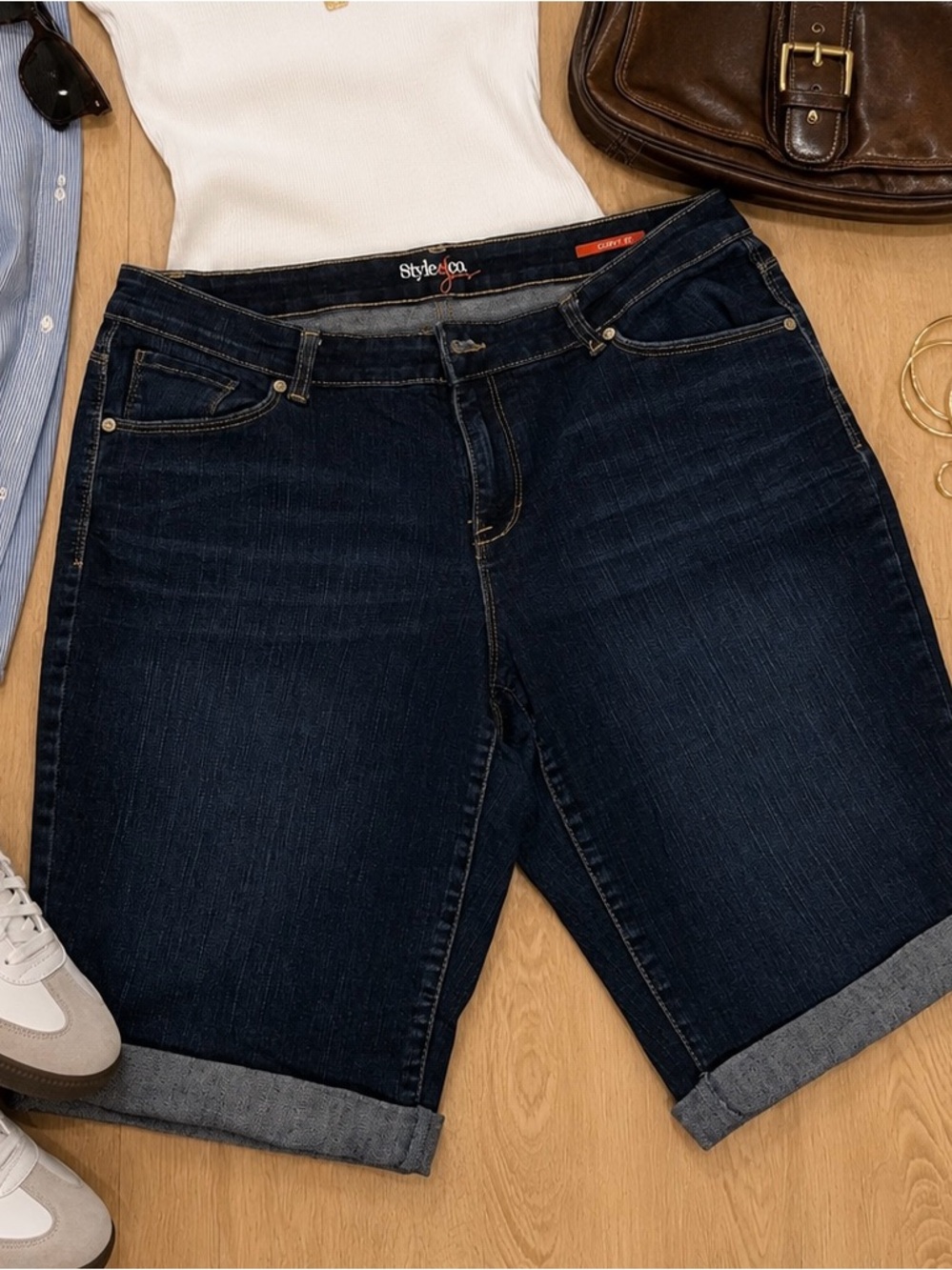 Style & Co. Dark Indigo Roll-Cuff Denim Bermuda Shorts